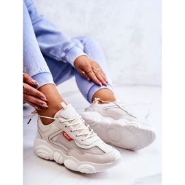 Tênis esportivo feminino com malha bege Sallis 1