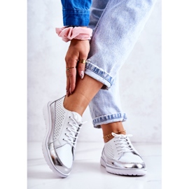 Vinceza Sapatos femininos a céu aberto na plataforma branca Deloren branco prata 2