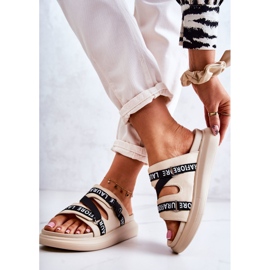 Chinelos femininos de couro da moda La.Fi bege menifis preto 2