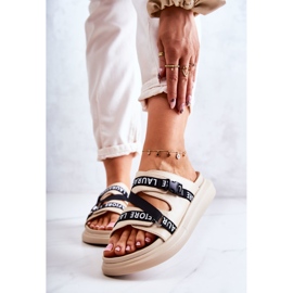 Chinelos femininos de couro da moda La.Fi bege menifis preto 1