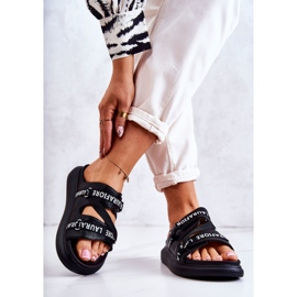 Chinelos femininos de couro da moda La.Fi Black Menifis branco preto 2