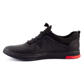 Polbut Sapatos masculinos de couro preto casual K24 3