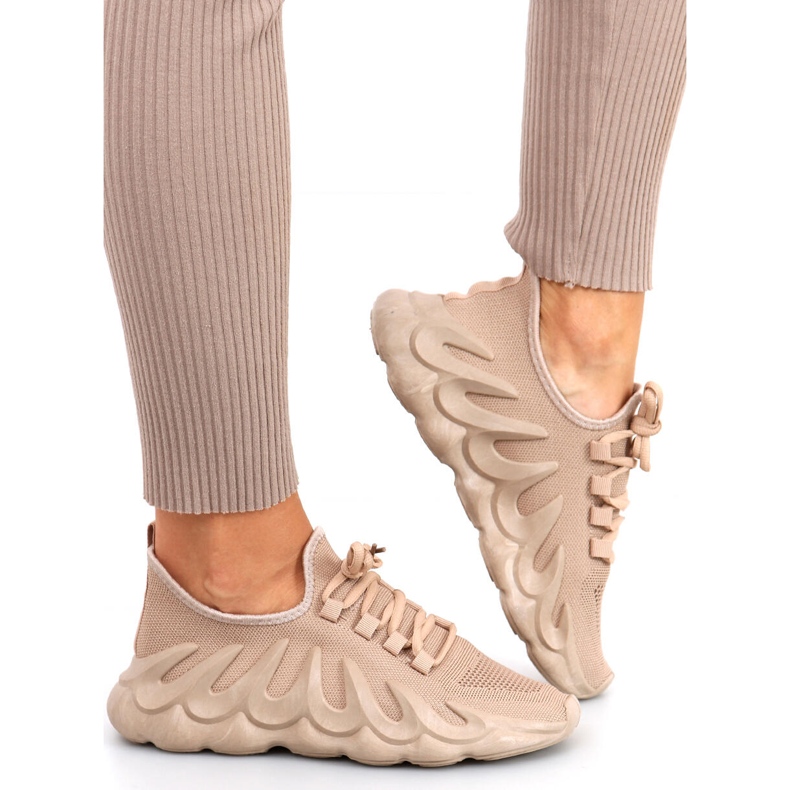 Sapatilhas desportivas com meias de banda Khaki bege 1