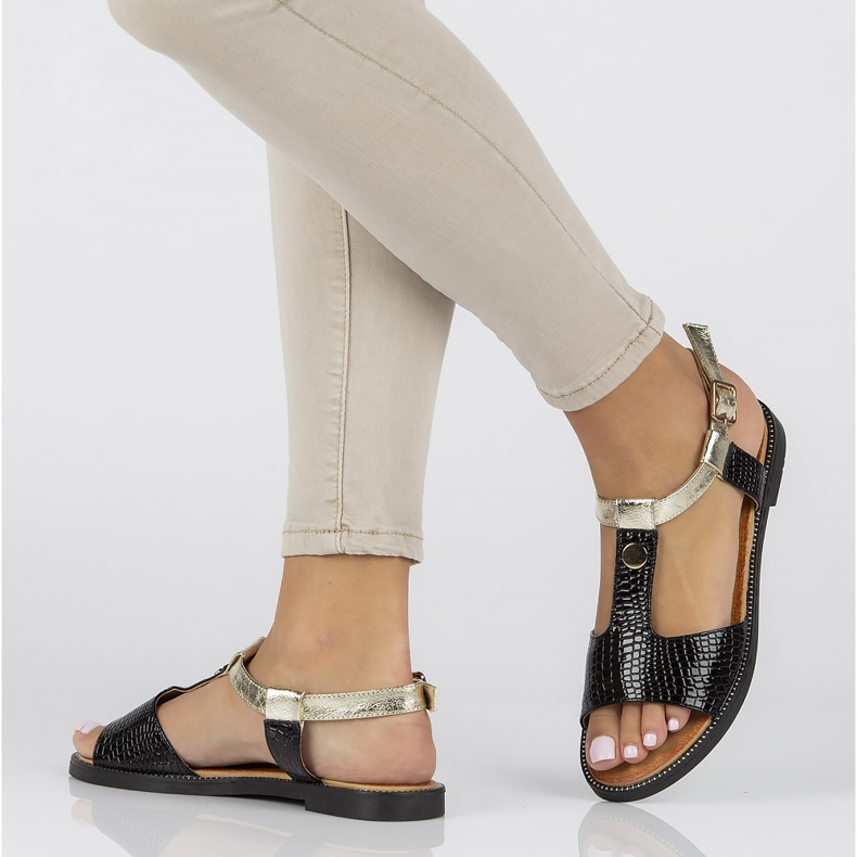 Sandálias pretas Filippo DS2099 / 22 Bk preto dourado 1