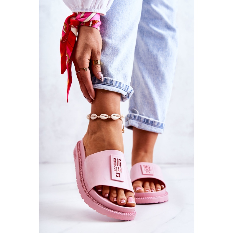 Chinelos femininos Big Star JJ274A303 Rosa 1