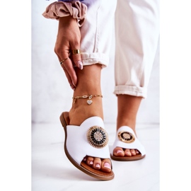 Lewski Shoes Chinelos de couro da moda Lewski sapatos 3132 / O branco 2