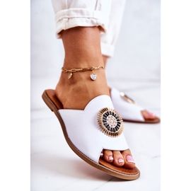 Lewski Shoes Chinelos de couro da moda Lewski sapatos 3132 / O branco 1