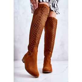 PA2 Botas vermelhas de camurça Arinna com padrão a céu aberto castanho 1