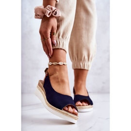 Sandálias femininas em cunha Big Star JJ276046 Azul Marinho 1