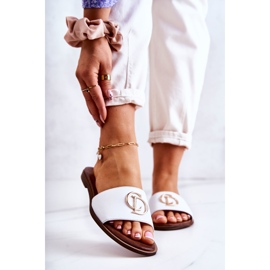 Chinelos femininos de couro Nicole 2735 Branco 1