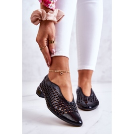 PA2 Elegantes Sapatos de Couro Lacado Aberto Ismena Preto 1