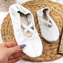 Sapatilhas de balé de couro com elásticos, Nazo branco 1 Sapatilhas de balé de couro com elásticos, Nazo branco 1