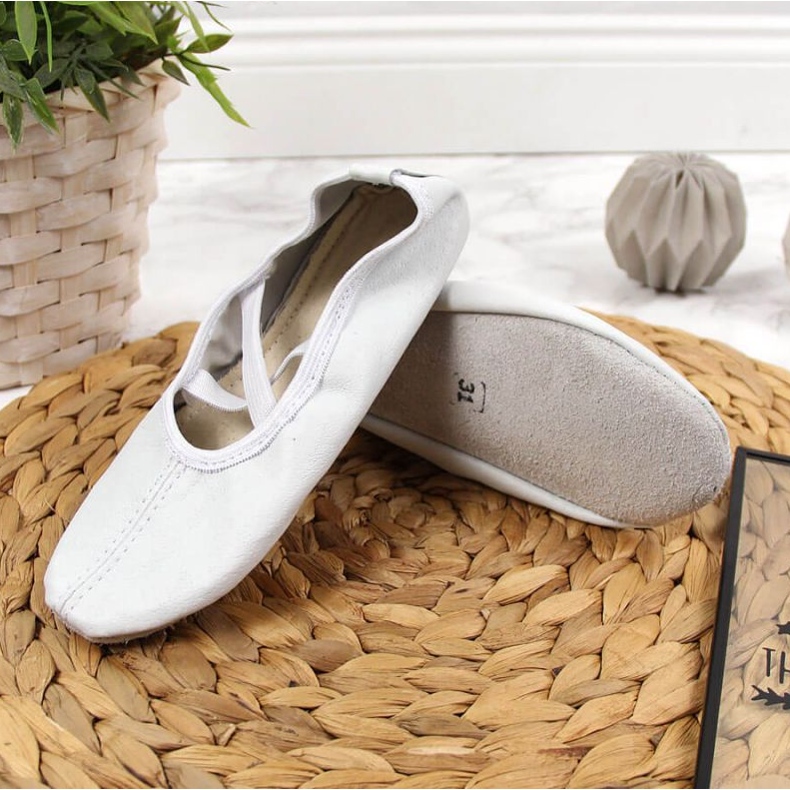 Sapatilhas de balé de couro com elásticos, Nazo branco 2 Sapatilhas de balé de couro com elásticos, Nazo branco 2