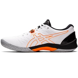 Asics Blast Ff 2 M 1071A044 103 tênis de handebol branco laranja branco 1