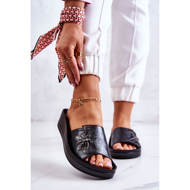 Vinceza Chinelos femininos da moda com decoração Black Holle preto 1