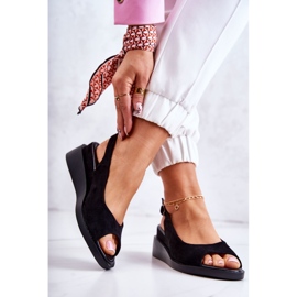 Vinceza Sandálias femininas de camurça com fivela Camille preta preto 2