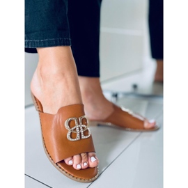 Chinelos de mulher Inday Camel marrom 2