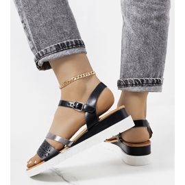 Sandálias pretas de mulher Cubbine preto prata 1