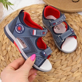 Sandálias de velcro American Club Jr AM825A azul marinho azul-marinho 1