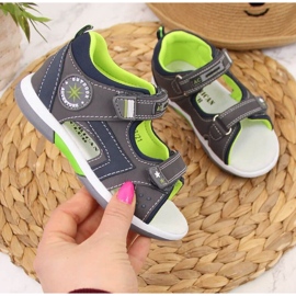 Sandálias de velcro cinza American Club W AM825B 1