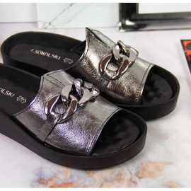 Chinelos de couro com corrente T.Sokolski W SCA161 prata 2