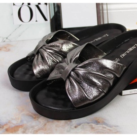 Chinelos de couro na cunha T.Sokolski W SCA162B prata 2