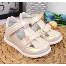 Sapatos abertos de velcro American Club Jr AM892A ouro dourado 2