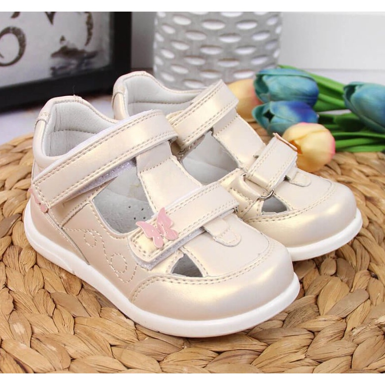 Sapatos abertos de velcro American Club Jr AM892A ouro dourado 2