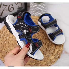 Sandálias de velcro American Club Jr AM893A preta preto 1