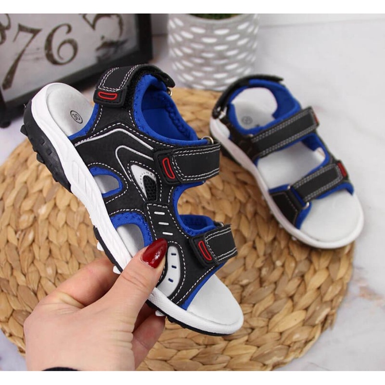 Sandálias de velcro American Club Jr AM893A preta preto 1