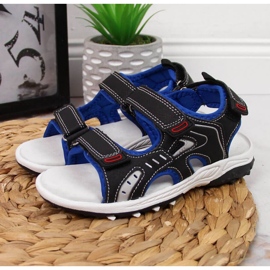 Sandálias de velcro American Club Jr AM893A preta preto 2