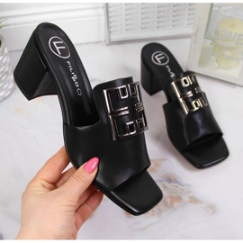 Chinelos de couro no poste Filippo W PAW353 preto 1