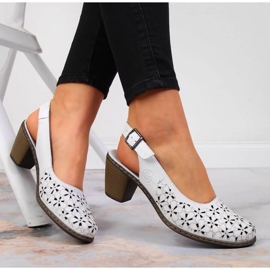 Sandálias de couro vazado Rieker W RKR531A branco 2