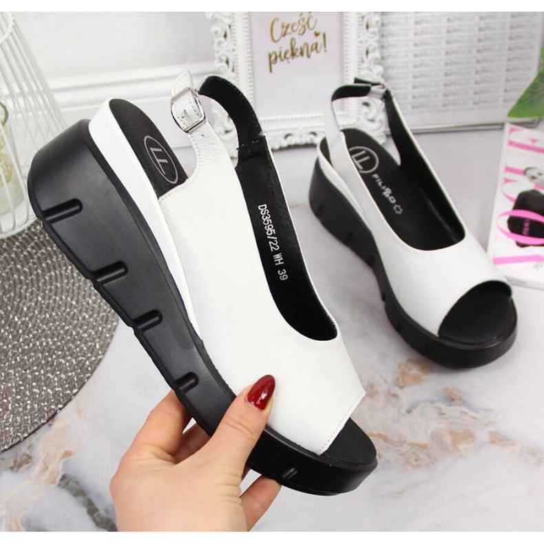 Sandálias de couro na cunha Filippo W PAW360A branco 1