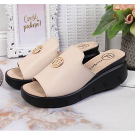 Chinelos de couro na cunha Filippo W PAW362B bege 2