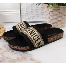 Pantufas EVento W EVE354 pretas preto dourado 2