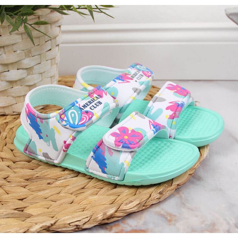 Sandálias de espuma de velcro American Club Jr AM882B hortelã azul 2