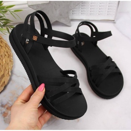 Sandálias de borracha com velcro Zaxy W JJ285068 preta preto 1