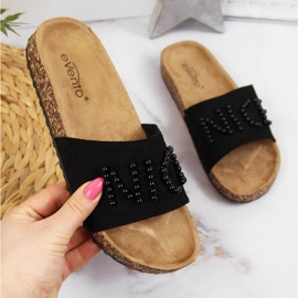 Chinelos com pérolas eVento W EVE356A preto 1 Chinelos com pérolas eVento W EVE356A preto 1