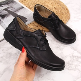 Sapatos femininos confortáveis ​​de couro preto Helios 715 1