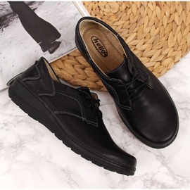Sapatos femininos confortáveis ​​de couro preto Helios 715 2