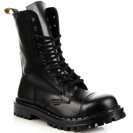 Botas de couro pretas masculinas, não isoladas Gregor 1