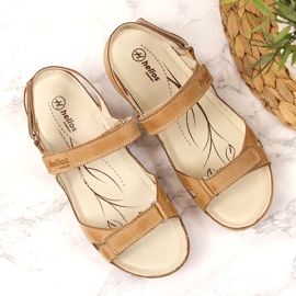 Sandálias femininas de couro marrom Helios 205 confortáveis castanho 2