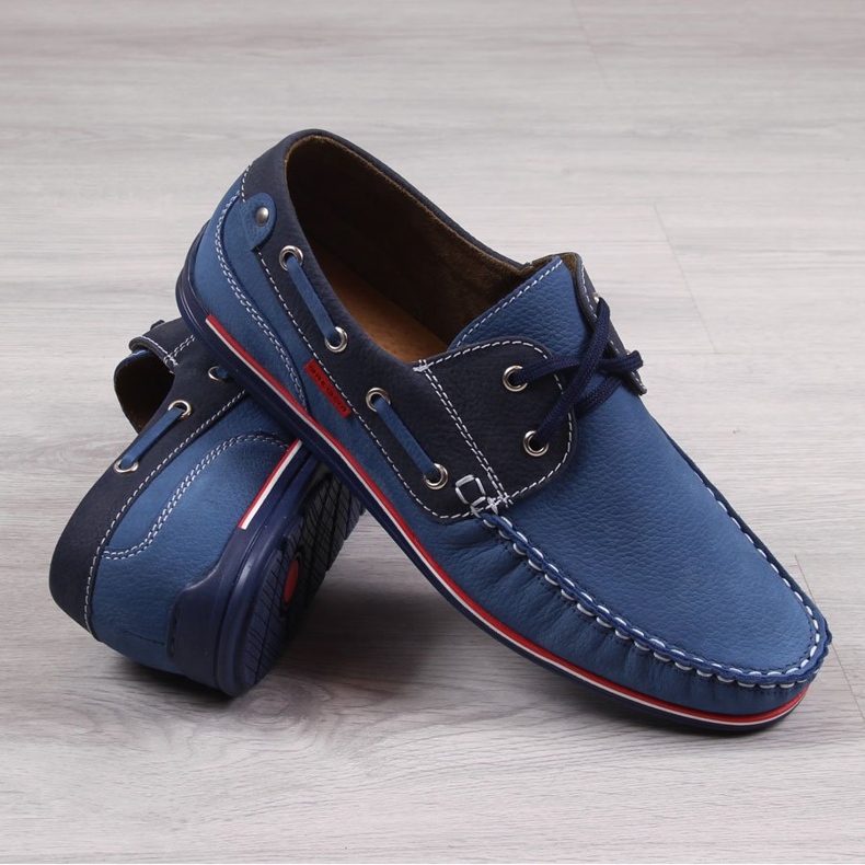 Mocassim Gregor azul de couro para homem 1