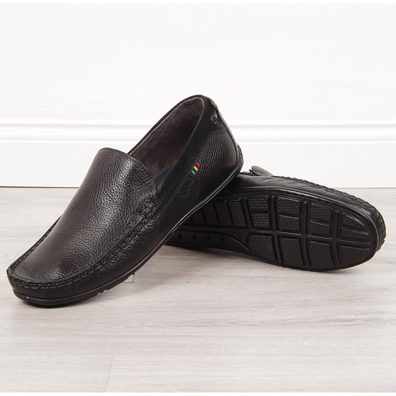 Mocassins de couro masculino Gregor preto 1