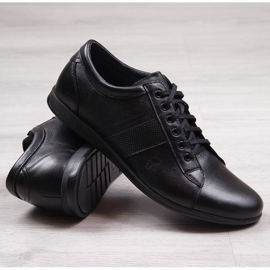 Sapatos casuais de couro masculino preto Gregor 2063 1