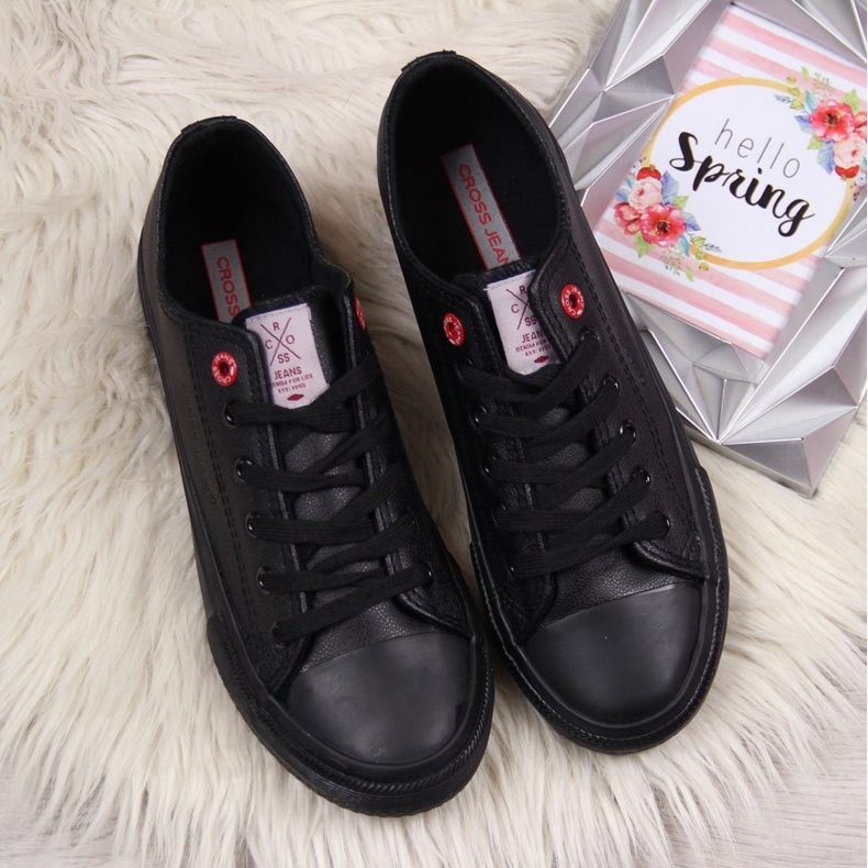 Tênis Cross Jeans cano baixo de couro ecológico preto 2