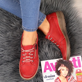 Sapatos femininos de couro com zíper vermelho Helios 357 2