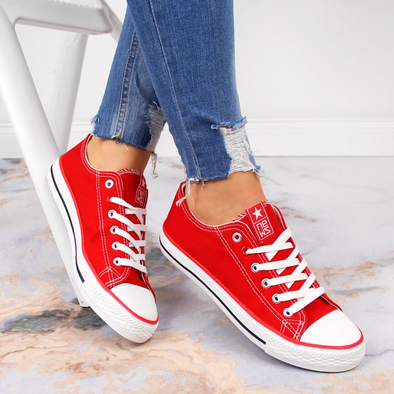 Tênis baixo têxtil vermelho NEWS 1