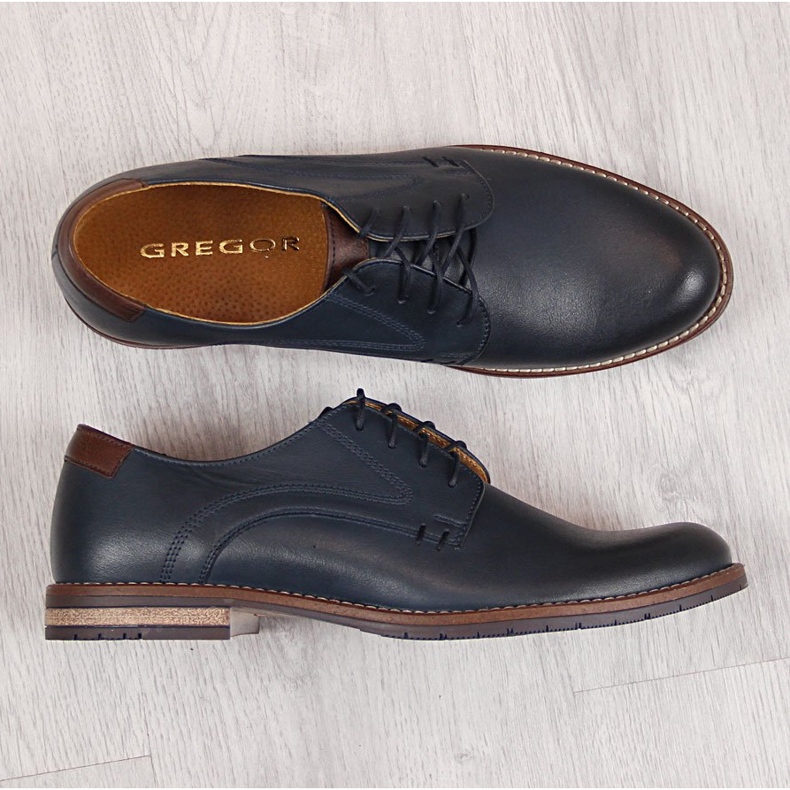 Sapatos de couro masculino, azul marinho Gregor 1836 1